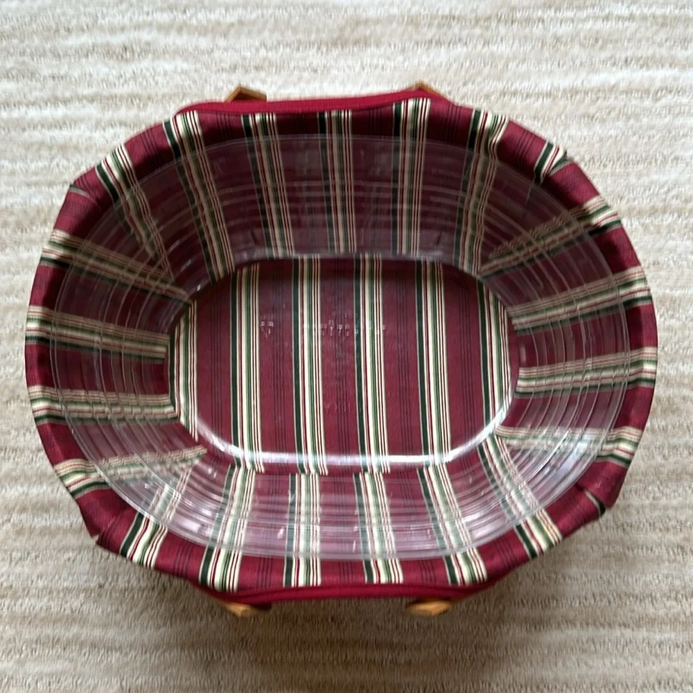 Longaberger Hand Woven Wooden Get-Together Basket, Liner Protector 2004 12 x 9.5